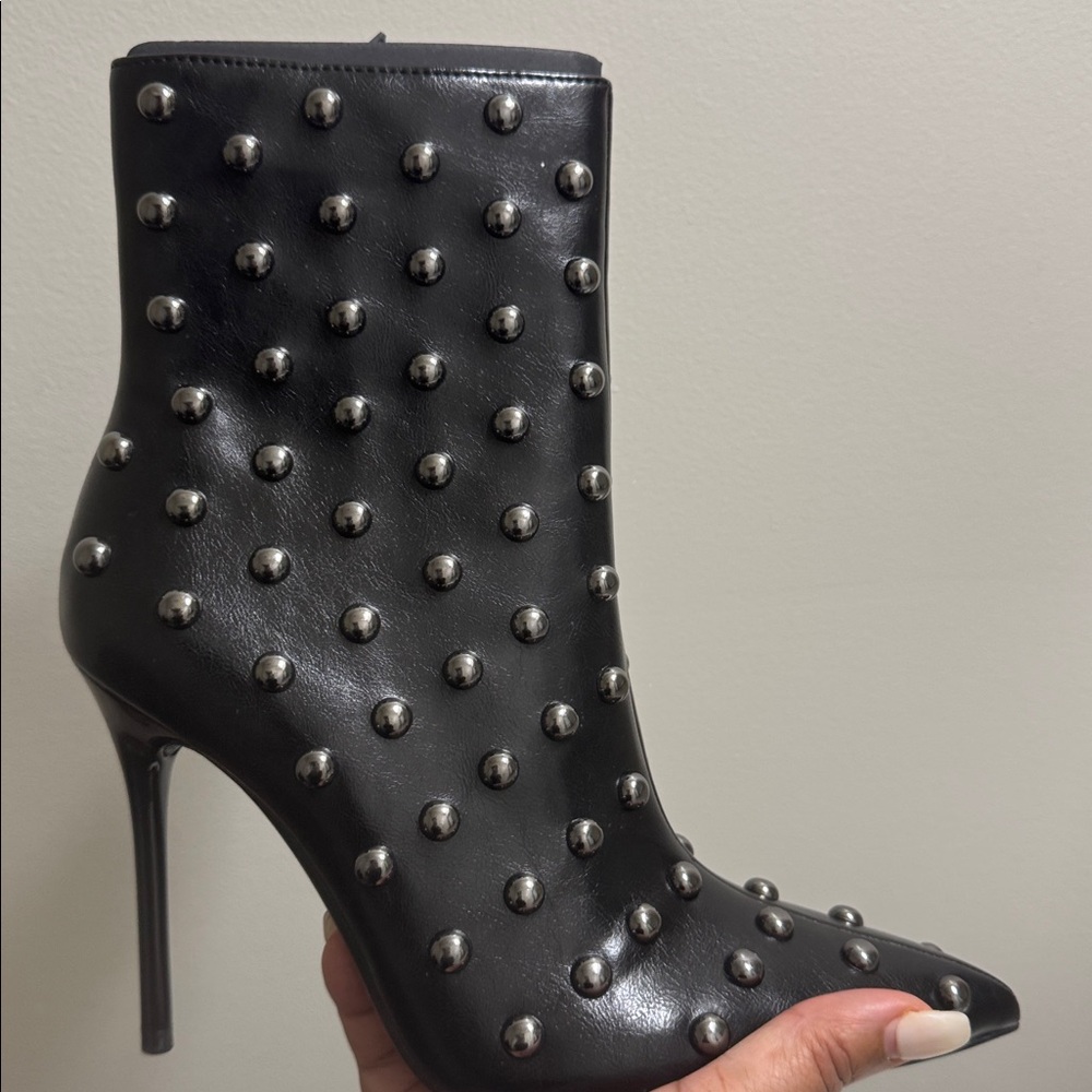 ZARA Black Studded Stiletto Ankle Boots Size 8 | High Heel - Picture 8 of 9